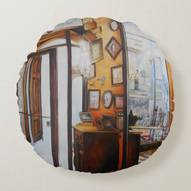 Neugier ist das Werkzeug der Weisen Rundes Kissen (Vorderseite)