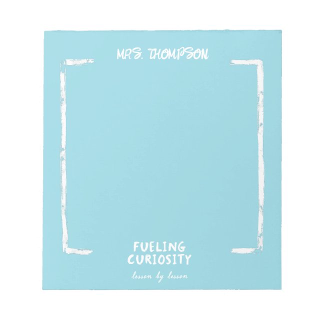 Neugier Personalisiert Teacher Geschenk Blau Notizblock (Vorderseite)