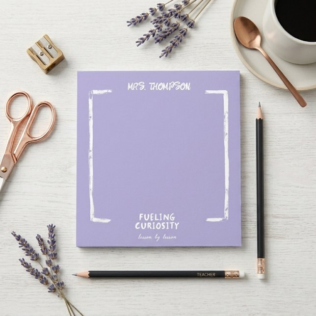 Neugier Personalisiert Teacher Lavender Notizblock (Von Creator hochgeladen)