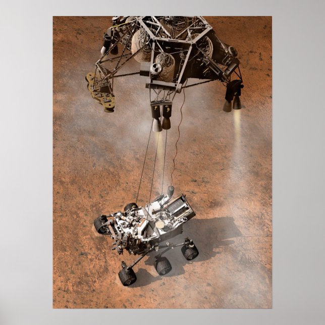 Neugier Rover Landing auf der Marsfläche. Poster (Vorne)