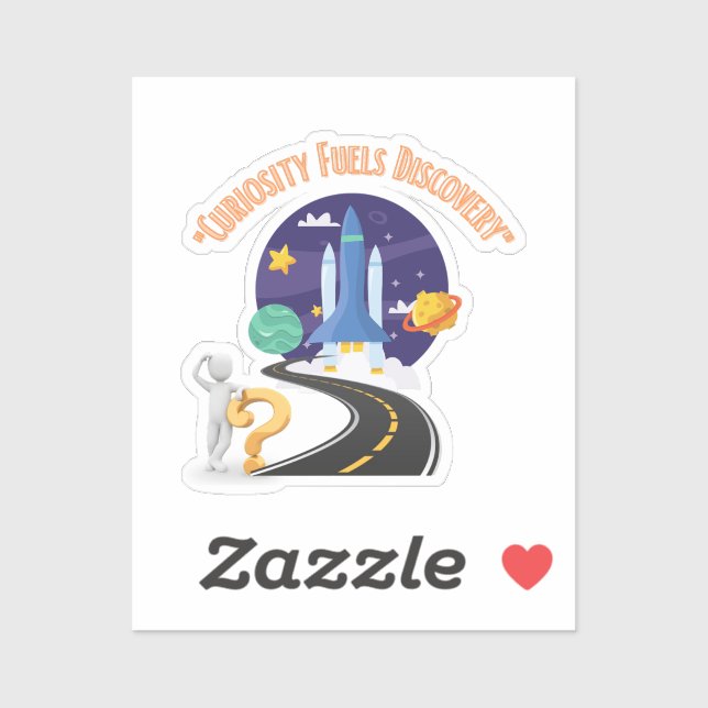 Neugier schürt Aufkleber zur Entdeckung (Blatt)