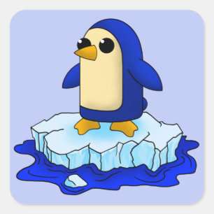 Neugierig Niedlicher Baby Penguin Quadratischer Aufkleber