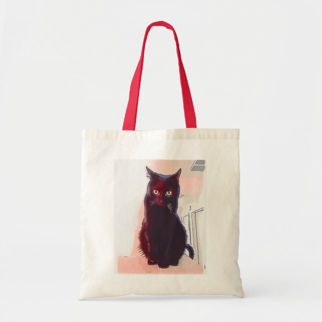 Neugierige Black Cat Tasche (Vorne)