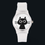 Neugierige Black Kitty Cat | Funky Feline Fashion Armbanduhr<br><div class="desc">Diese original schwarze KatzenArmbanduhr ist in verschiedenen Stilen für Männer, Frauen und Kinder erhältlich. Das schwarze Kätzchen mit breiten Augen und langen Whiskers ist ganz einfach. Ein cooles Mode-Accessoire, das Katzenliebhabern ein besonderes Geschenk macht. Besuchen Sie Jenn’s Doodle World für viele weitere stilvolle Lieblingsuhren.</div>