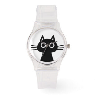 Neugierige Black Kitty Cat Funky Feline Fashion Armbanduhr
