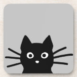 Neugierige Black Kitty Cat| Funny Animal Art Getränkeuntersetzer<br><div class="desc">Neugierig pinkende schwarze Katze beobachtet dich. Das sonnige Set der Getränkeküste. Die Katze wird das Glas irgendwann vom Tisch auf den Boden werfen, aber zuerst schützen Sie Ihre Oberfläche mit einem Untersetzer mit Korkunterlage. Dieses lustige Set mit schwarzen Katzenbänken ist ein cooles Geschenk für Kitesurfer. Schützen Sie Ihre Holzmöbel vor...</div>