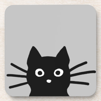 Neugierige Black Kitty Cat| Funny Animal Art Getränkeuntersetzer