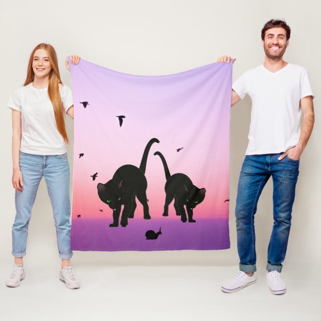 Neugierige Cats Beach Szene Fleecedecke (Beispiel)