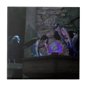 Neugierige Crow-Fee Fliese