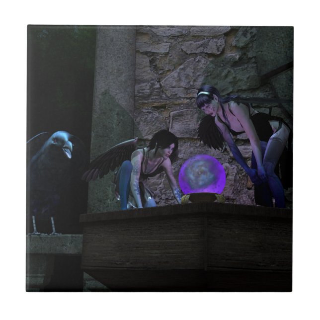 Neugierige Crow-Fee Fliese (Vorderseite)