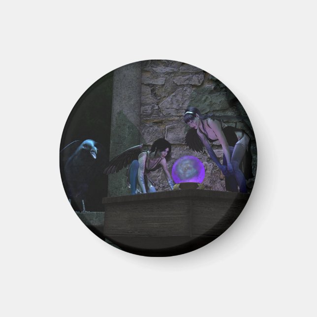 Neugierige Crow-Fee Magnet (Vorne)