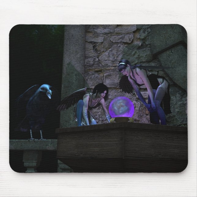 Neugierige Crow-Fee Mousepad (Vorne)