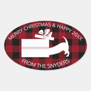 Neugierige Dackel in Geschenken Ovaler Aufkleber