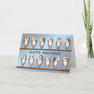Neugierige Eulen Geburtskarte. Karte