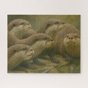 Neugierige Firma - Otter Family on Rocks Puzzle