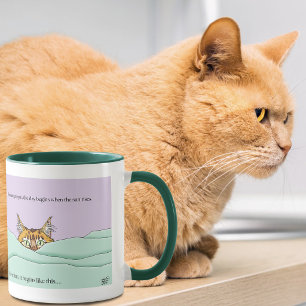 Neugierige Ginger Peekaboo Katze Lustiger Lavendel Tasse