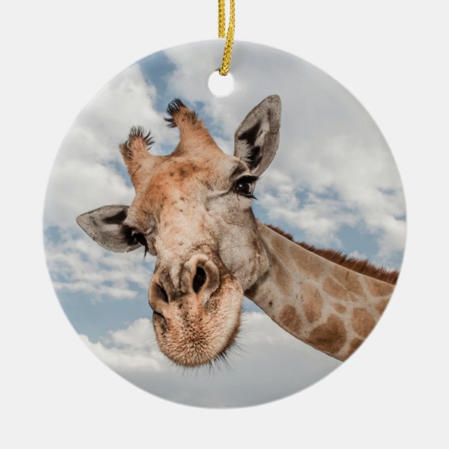 Neugierige Giraffe Keramik Ornament (Vorne)