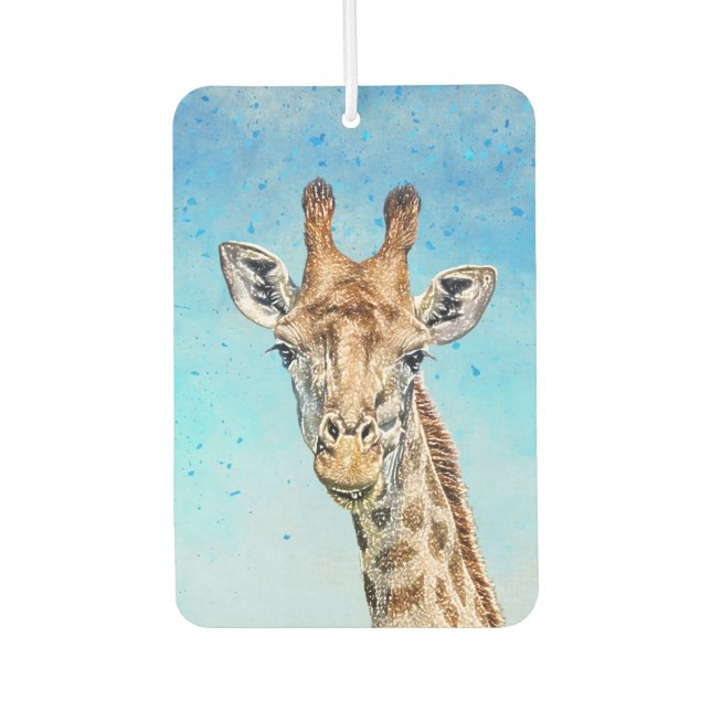 Neugierige Giraffe mit Blue Confetti Sky Autolufterfrischer (Vorderseite)