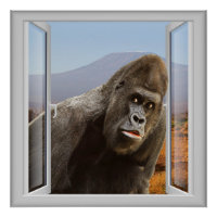 Neugierige Gorilla 3D Window Art