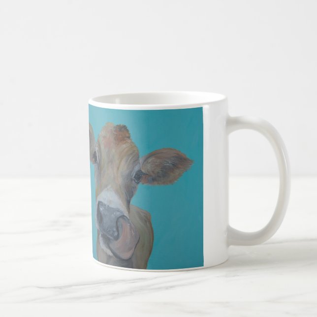 Neugierige Jerseykuh Kaffeetasse (Rechts)