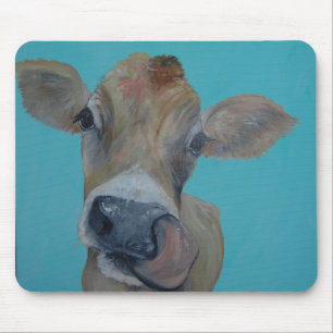 Neugierige Jerseykuh Mousepad