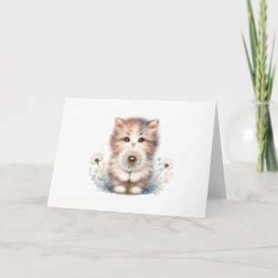 Neugierige Kätzchen & Daisy Soft Pastel Blank Gruß Karte