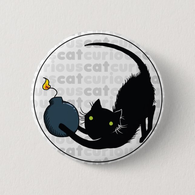 Neugierige Katze mit Bombe Button (Vorderseite)