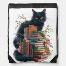 Neugierige Katze und Büchertasche