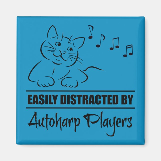 Neugierige Katze von Autoharp-Spielern leicht abge Magnet (Vorne)