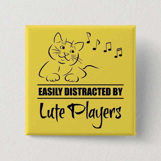 Neugierige Katze von Lute Players leicht abgelenkt Button (Vorderseite)