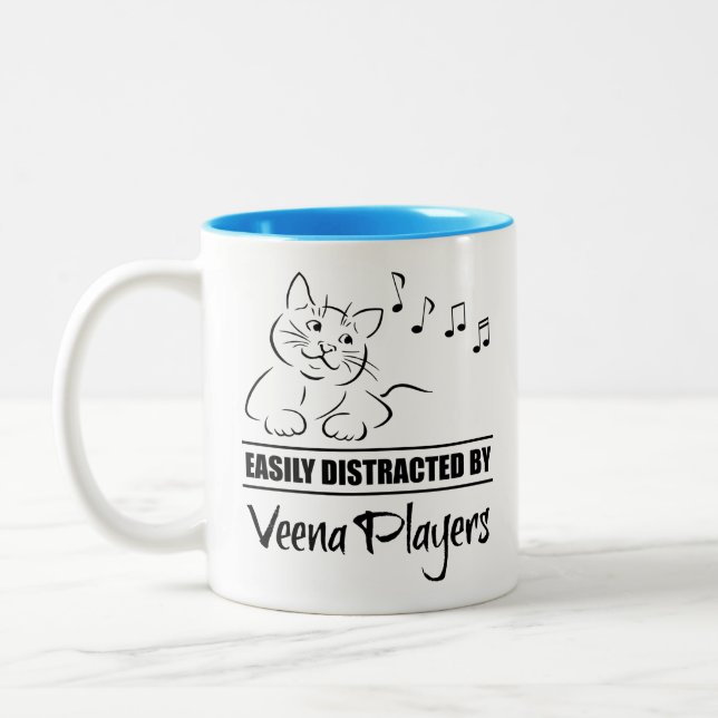 Neugierige Katze von Veena-Spielern leicht abgelen Zweifarbige Tasse (Links)