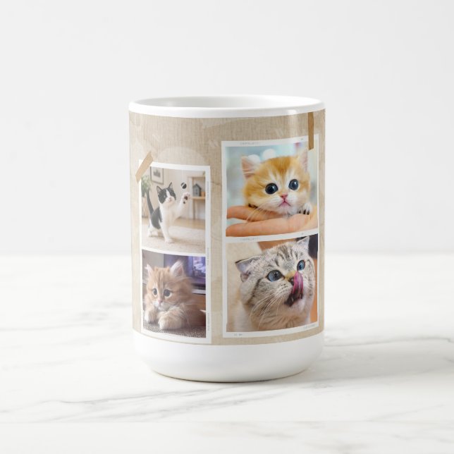Neugierige Katzen Collage Kaffeetasse (Mittel)