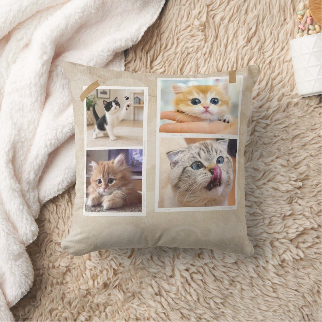 Neugierige Katzen Collage Kissen (Decke)