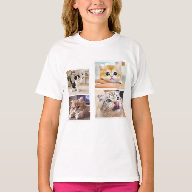 Neugierige Katzen Collage T-Shirt (Vorderseite)