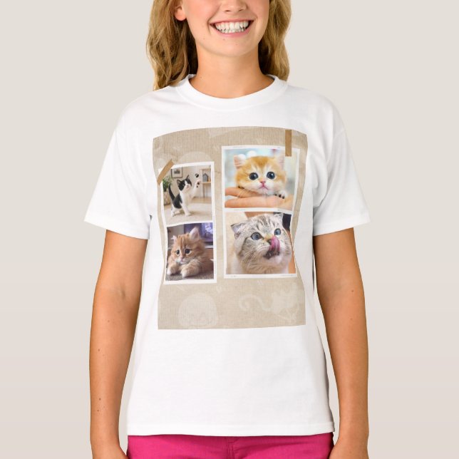 Neugierige Katzen Collage T-Shirt (Vorderseite)