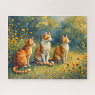 Neugierige Katzen im Garten Puzzle