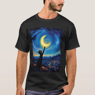 Neugierige Katzensilhouette Grafik Kunst für Katze T-Shirt