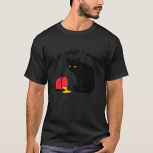Neugierige Katzensilhouette mit verschüttetem Farb T-Shirt