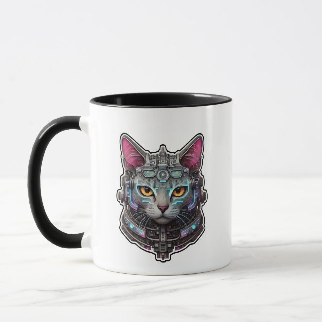 Neugierige Kitty in einem Cyber-Helm Tasse (Links)