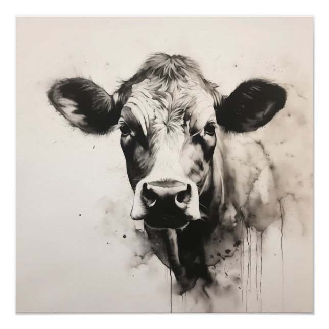Neugierige Kuh-Blickposter von PS-Nature Designs Poster (Vorderseite)