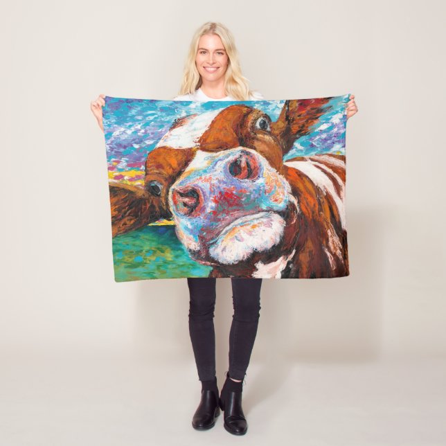 Neugierige Kuh-Decke Fleecedecke (Beispiel)