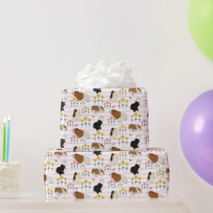 Neugierige Meerschweinchen im Blumengarten rosa St Geschenkpapier