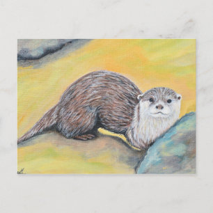 Neugierige Otter-Malerei Postkarte