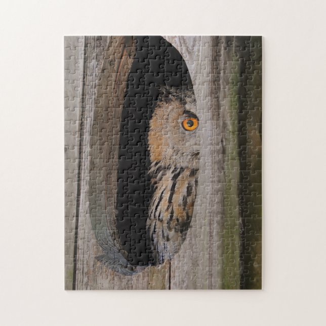 Neugierige Owl Peeking von Zuhause Puzzle (Vertikal)