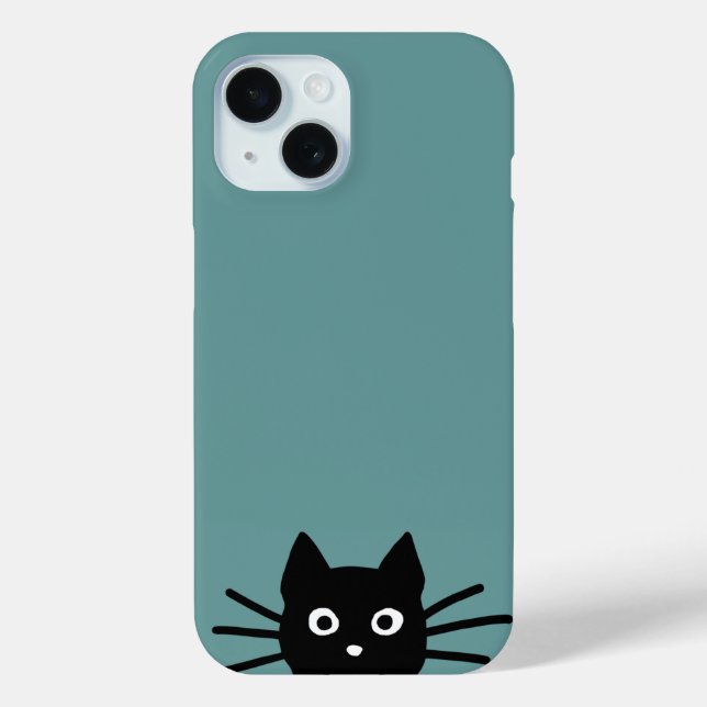 Neugierige Peeking Black Cat | Funny Feline Case-Mate iPhone Hülle (Rückseite)