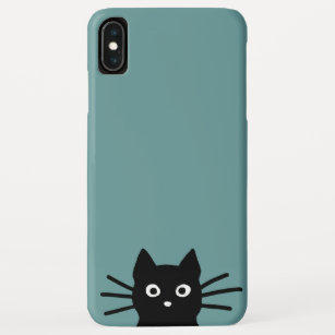 Neugierige Peeking Black Kitty Cat   Funny Cat Fac iPhone XS Max Hülle
