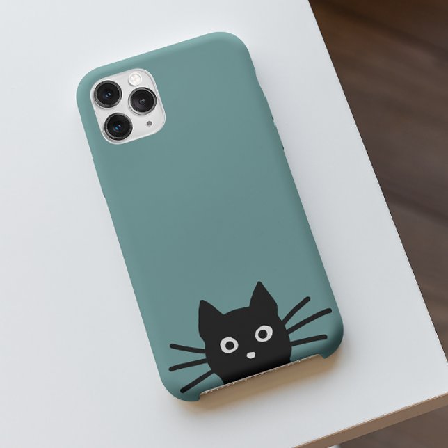 Neugierige Peeking Black Kitty Cat | Funny Feline Case-Mate iPhone Hülle (Von Creator hochgeladen)