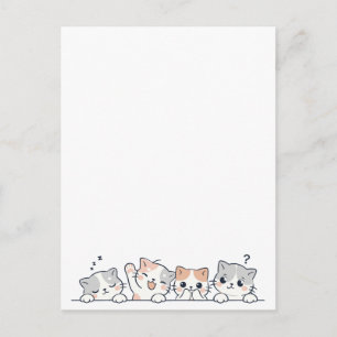 Neugierige Pfoten - Süße Katzenfreunde spähen Postkarte