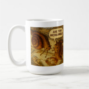 Neugierige Schnecke & Michelangelo-Parodie-Cartoon Kaffeetasse