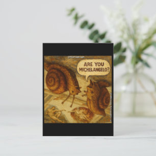 Neugierige Schnecke & Michelangelo-Parodie-Cartoon Postkarte